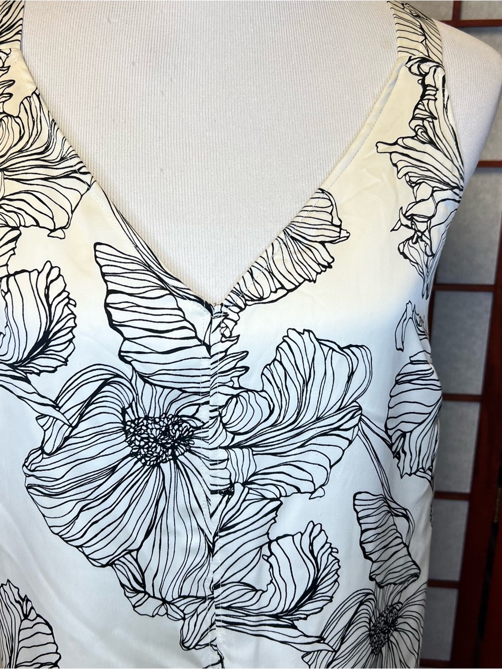 H&M Cream Maxi Dress with Black Floral Print